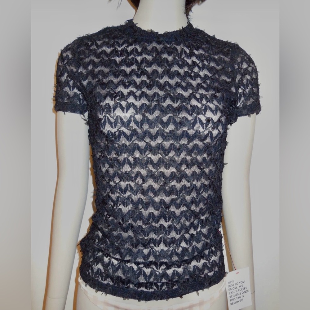 New Topshop black semi sheer black top - Size Small (US 4 - 6)